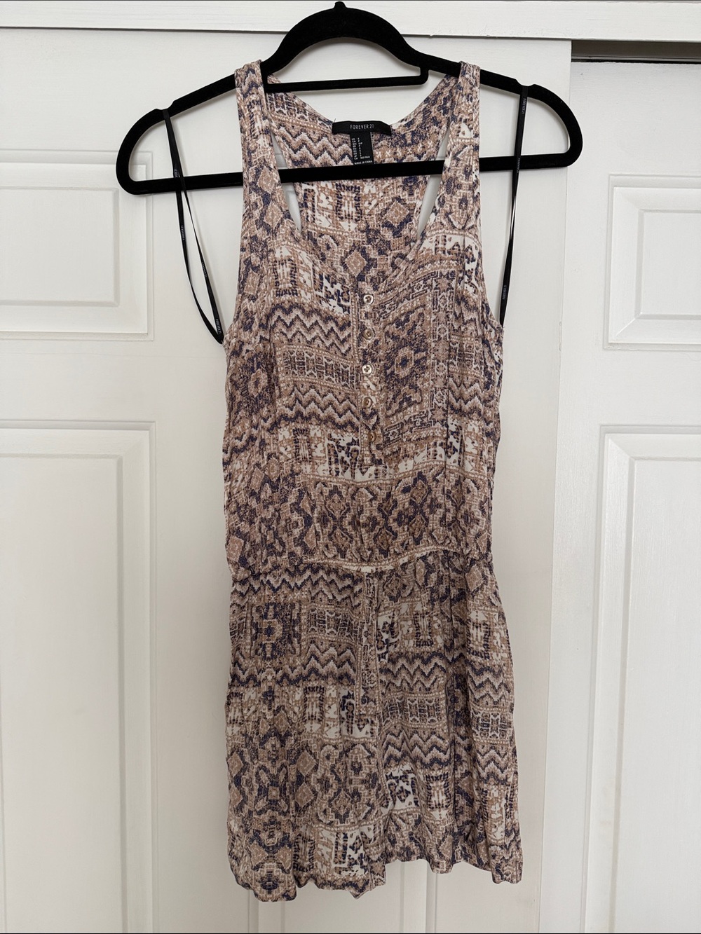 Forever 21 Neutral Patterned Sleeveless Romper